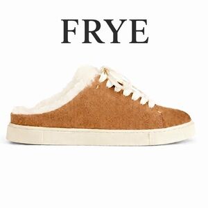 Frye Ivy Shearling Slide Sneakers Suede Brown 7.5 NWOT